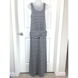 Gap Grey Stripe Hot Maxi Dress‎ Tank Style Elastic Waist Size Medium Womens